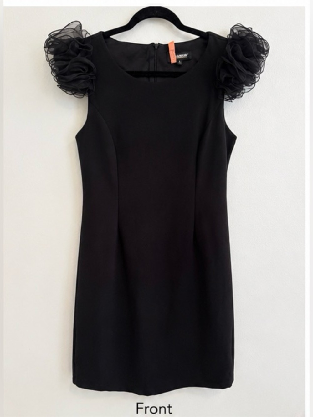 Glamour Black Puff-Sleeve Shift Dress